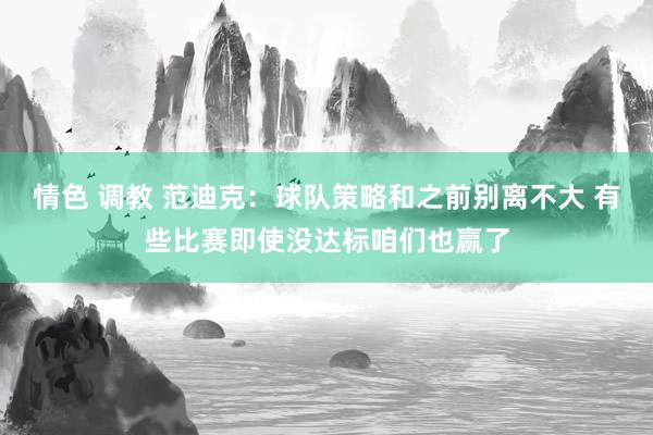 情色 调教 范迪克：球队策略和之前别离不大 有些比赛即使没达标咱们也赢了
