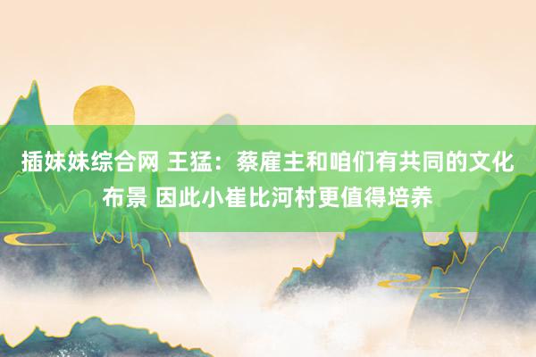 插妹妹综合网 王猛：蔡雇主和咱们有共同的文化布景 因此小崔比河村更值得培养
