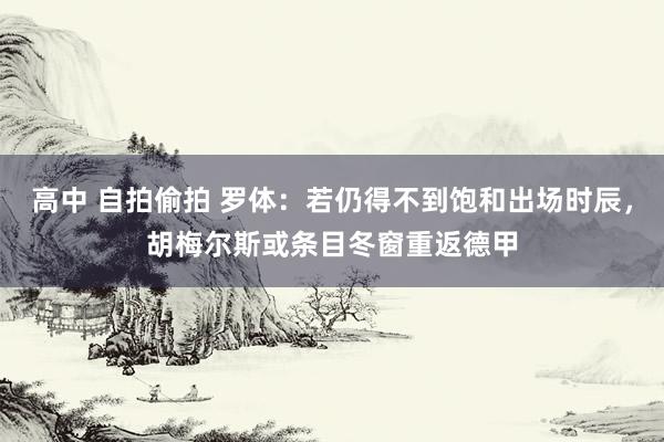 高中 自拍偷拍 罗体：若仍得不到饱和出场时辰，胡梅尔斯或条目冬窗重返德甲